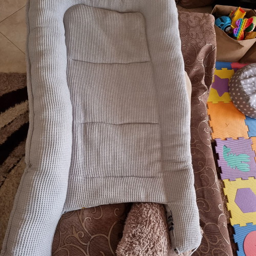 Baby nest double-sided used, large size, neutral grey-white combination
