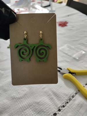 Green Turtle Earrings 3D Printed Hand Painted