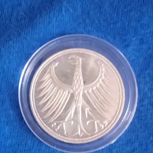 Silver 5 Deutsche Mark coin 1968, like new