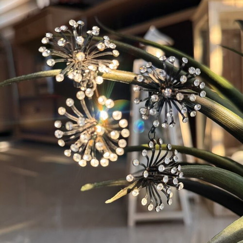 Sea Urchin Earrings used with crystals in black metallic tone