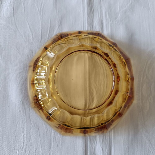 Art Déco vintage glass fruit salad set amber color like new, 11 pieces