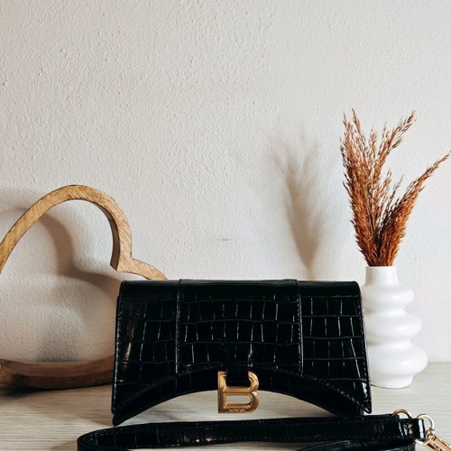 Black Croco Bag Zara new with detachable strap
