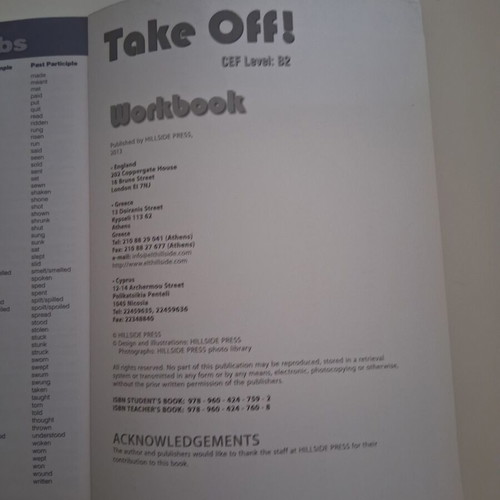 Take Off B2 Workbook used, English language learning