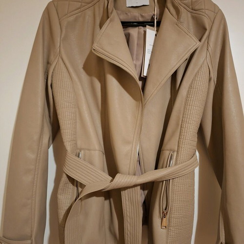 Rino&Pelle women's beige leather jacket size M new with tags