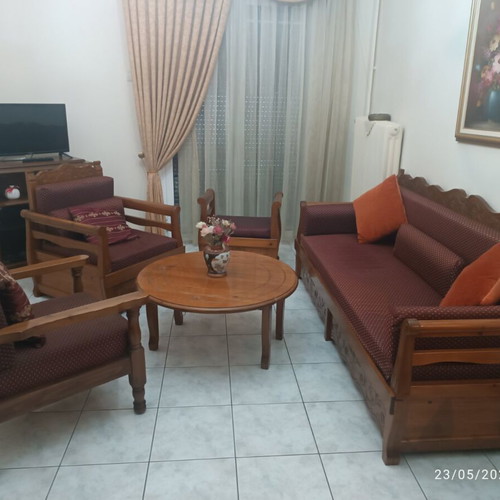 Living room set used with sofa, armchairs, table and stool
