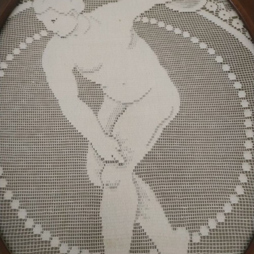 Knitted frame used, height 45cm and width 35cm