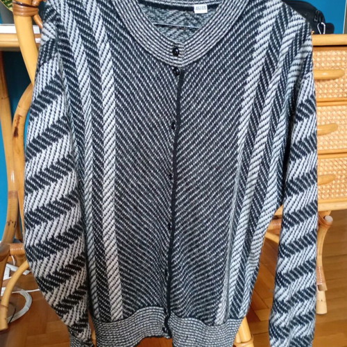 Vintage wool cardigan used, gray, size L