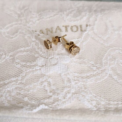 Anatol Diamond Covered Stud Earrings 18K Rose Gold like new