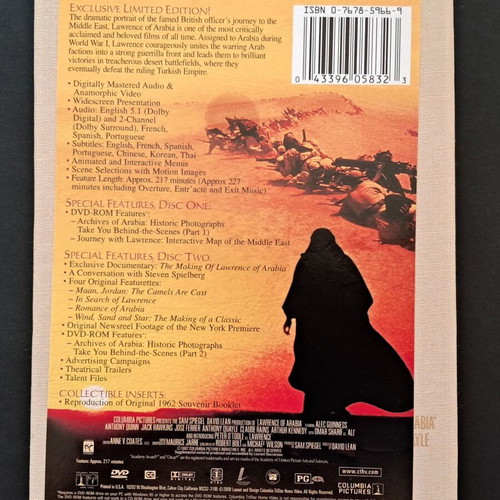 Lawrence of Arabia Deluxe Double DVD like new with booklet and subtitles