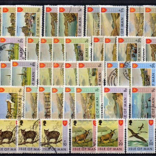 Isle of Man stamps used, multiple definitive series