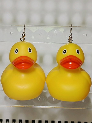 Duck earrings new, yellow