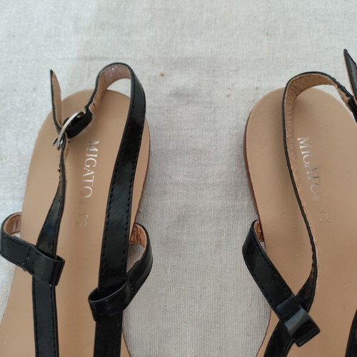 Girls black strap sandals like new with diamante detail size 36 Migato