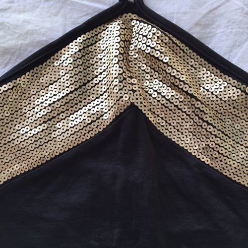 Rebecca Blu black evening top with gold sequins, size S