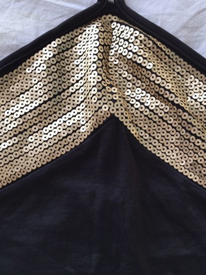 Rebecca Blu black evening top with gold sequins, size S