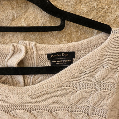 Massimo Dutti Cable Knit Midi Sweater Dress like new, beige wool blend