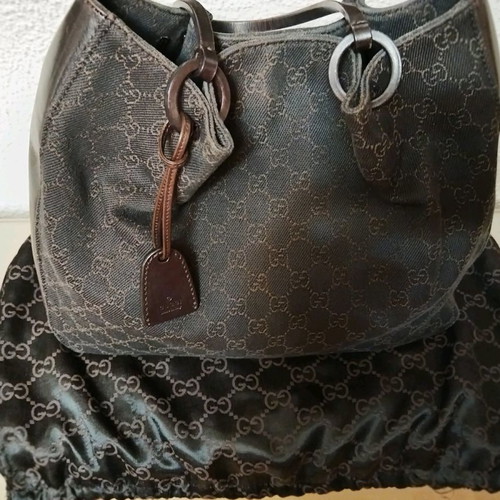 Gucci shoulder bag used canvas and leather with wallet