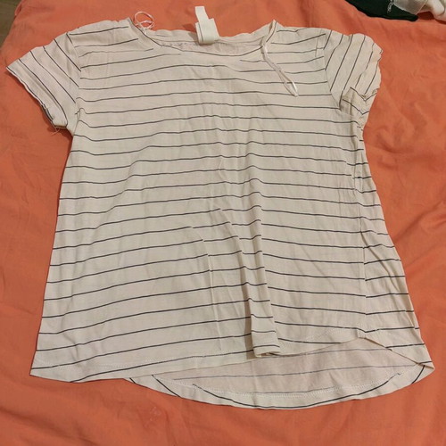 Γυναικεία κοντομάνικη μπλούζα H&M σαν καινούργια, oversize, XS και S, μαύρο και μπεζ