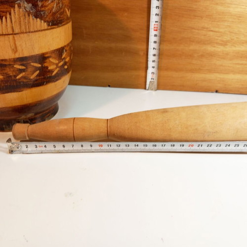 Wooden mortar with carved decoration like new