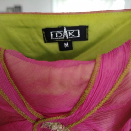 DAK cocktail dress like new, chiffon, fuchsia with light green lining