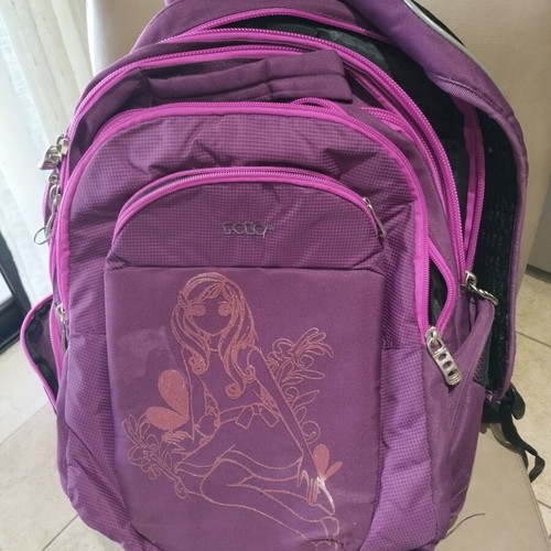 Polo backpack like new, purple with 4 pockets and 2 side bottle holders