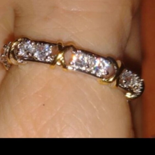 Enigma ring new, gold and silver plated with zirconia