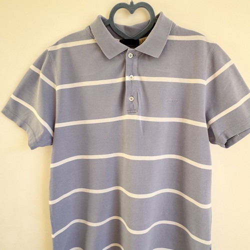 Calvin Klein men's polo shirt like new, blue striped, cotton