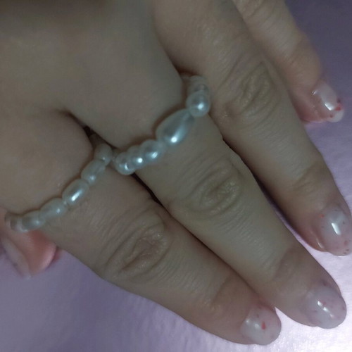 Rings with faux pearls new, set of 2, white