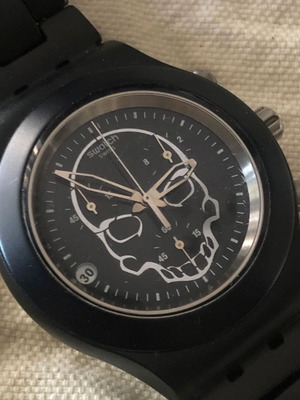 Swatch Irony Diaphane Chrono FULL BLOODED BLACK SKULL