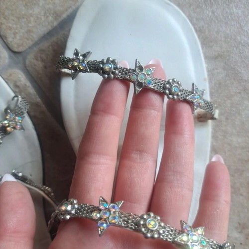 Exe white sandals with rhinestones used, size 38