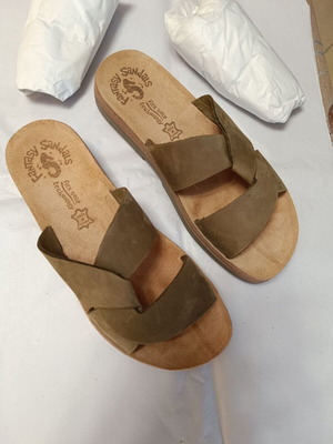 Fantasy Sandals Хаки сандали No 36 Нови, естествена кожа