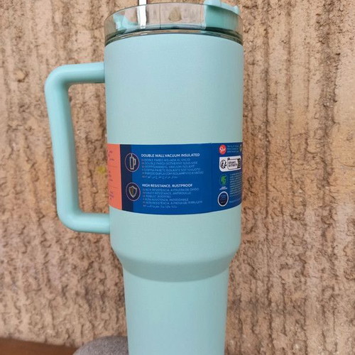 Quokka Stainless Steel Thermal Mug BPA Free 1200ml Turquoise New with Straw and Handle