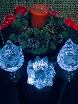 Christmas candle holders set 3 pcs Art Nybro Sweden 85' new