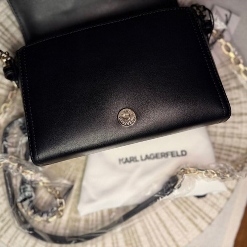 Karl Lagerfeld K/Autograph SM Crossbody Bag new, black and gold leather