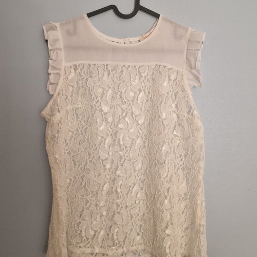 Lace blouse white used, size M