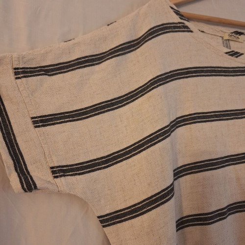 Spiga dress like new, natural tones with black stripes, size XL
