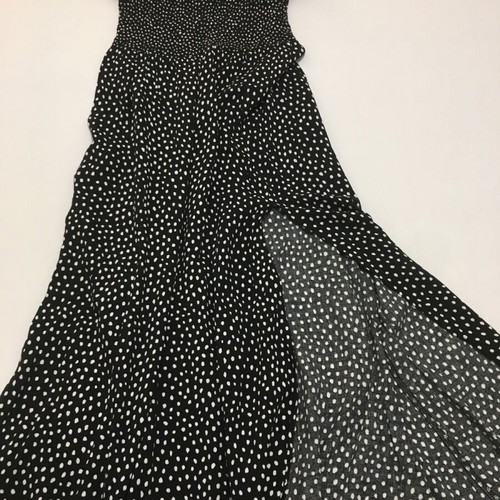 Long dress like new, black with white polka dots, size EU 40