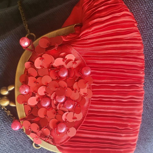 Achilleas Accessories Satin Shoulder Bag like new, red