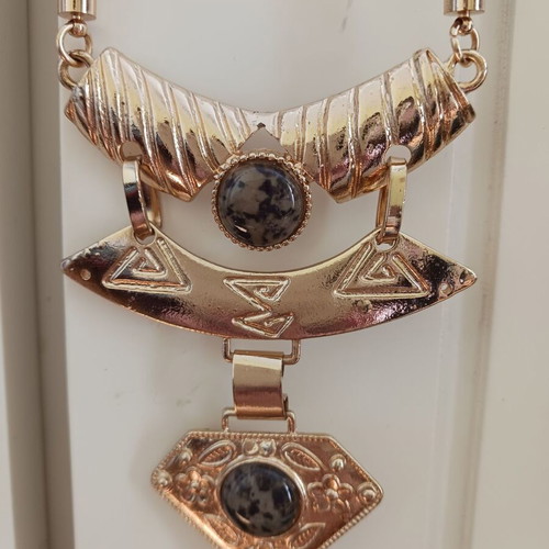 Necklace new black and gold with stones and tassels