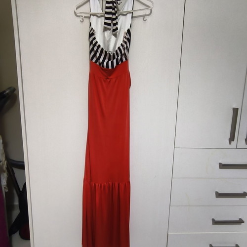 Summer dress with belt like new, black and red, size M