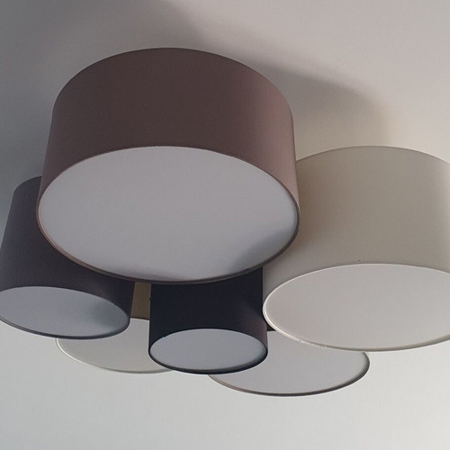 Eglo Pastore 6-Light Ceiling Lamp like new, dimmable fabric shades
