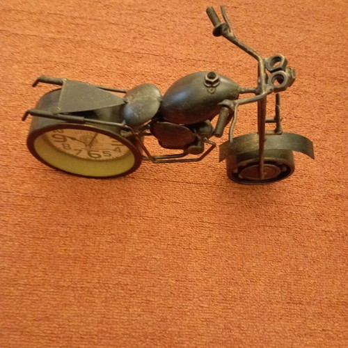 Metal motorcycle clock new, length 28cm