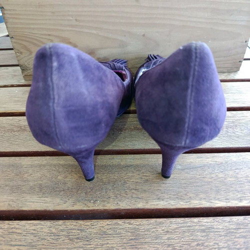 Vintage purple peep-toe heels used, size 39, Kokette