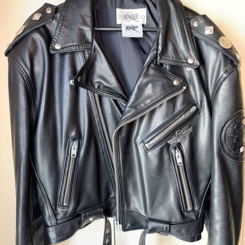 Vintage Parasuco Leather Biker Jacket made in Canada, size L, like new