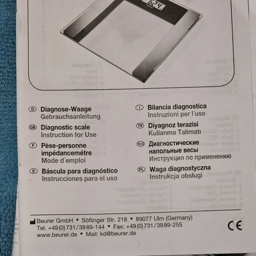 Beurer BG 16 Diagnostic Scale like new with fat and water measurement