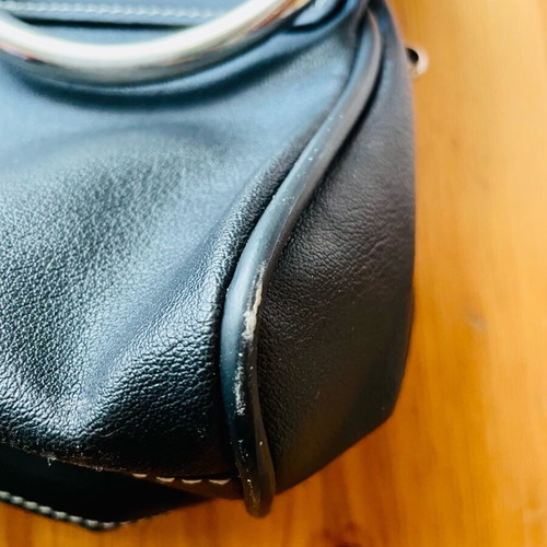 Borsalino leather handbag used, vintage style, black