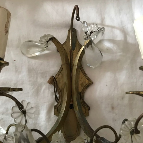 Antique wall lights used, set of 2 with crystals