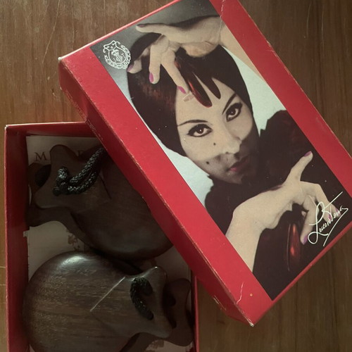 Professional Castanets new, wooden with original box and ribbons