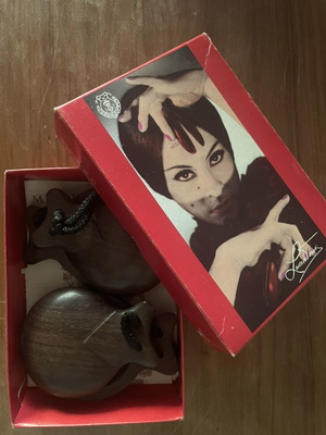 Professional Castanets new, wooden with original box and ribbons