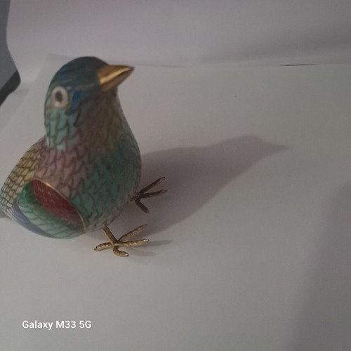 Vintage cloisonné decorative bird figurine