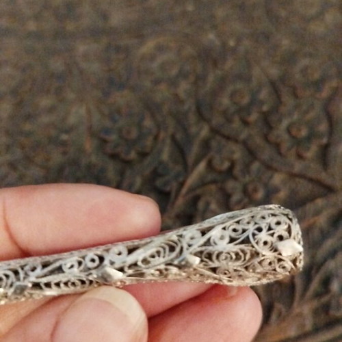 Antique Silver Smoking Pipe Mouthpiece like new, filigree 925 silver